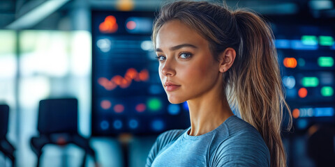 Poster - ai-powered personalized fitness coaching for optimal progress in modern workout studio with advanced