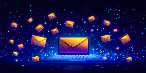 Poster - innovative email marketing software for automated data-driven customer outreach with digital envelop