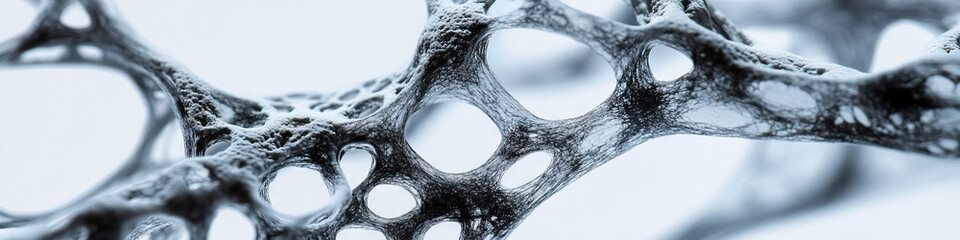 Poster - Close-up of Porous Gray Structure with Irregular Openings