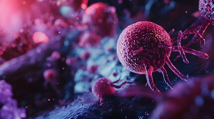 Fototapete - Detailed microscopic view of a biological cell structure revealing its intricate molecular composition and cellular processes