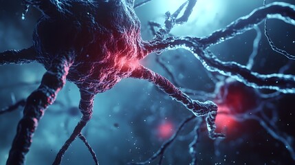 Leinwandbilder - Detailed microscopic view of the intricate neural network and synaptic connections within the cerebral cortex of the brain  Showcasing the complex vibrant and dynamic structure of neurons dendrites
