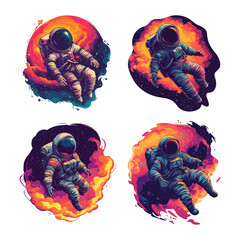 Wall Mural - outer space cosmonaut cartoon vector concepts. skafandr suit stars human soaring open cosmos astrona