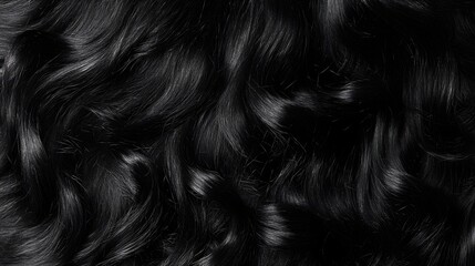 Aufkleber - Dramatic close up portrait of a model with lush voluminous black curly hair against an abstract moody studio backdrop  The flowing shiny tresses create a captivating elegant and mysterious visual