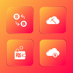 Poster - set cryptocurrency exchange, cloud mining, proof of stake and icon. vector