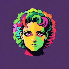 Wall Mural - Vibrant Pop Art Portrait of a Woman with Colorful Hair