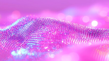 Poster - Holographic Pop Art Fusion, a vibrant blend of data corruption effects and holographic textures, featuring solid colors and a cool neon-lit palette in a geometric design.