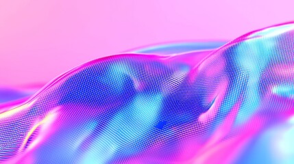 Poster - Cyberdream Canvas, a vibrant deep blue landscape illuminated by flickering magenta pixels, featuring clean geometric shapes and a cool neon-lit pop art aesthetic.