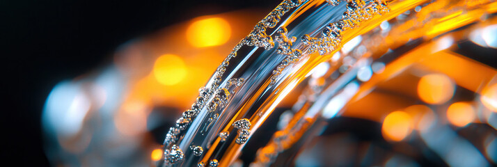 Poster - Close-up of Transparent Tube with Bubbles and Bokeh Lighting