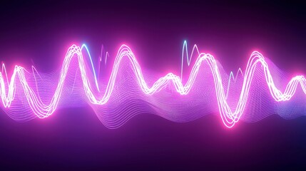 Poster - Cybernetic Heartbeat Waves, digital distortion creating vibrant, geometric patterns, cool neon colors reflect a pop art aesthetic in a striking visual experience.