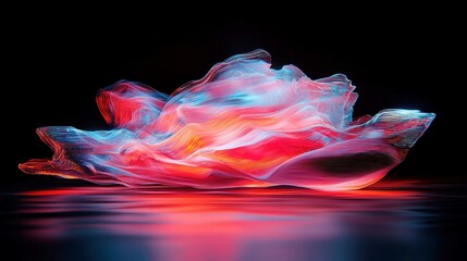 Poster - Fractal Neon Waves, a vibrant design featuring abstract glitch patterns, clean geometric shapes, and a cool neon color palette reminiscent of pop art aesthetics.