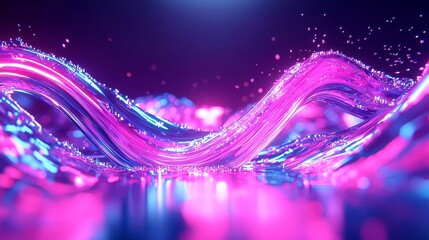 Poster - Cyber Stream, A vibrant flow of data traversing an abstract digital landscape, featuring bold colors, geometric shapes, and a cool neon-lit palette reminiscent of pop art.
