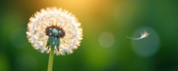 Wall Mural - Abstract dandelion seed head close-up, soft focus, illustration, dandelion, serene