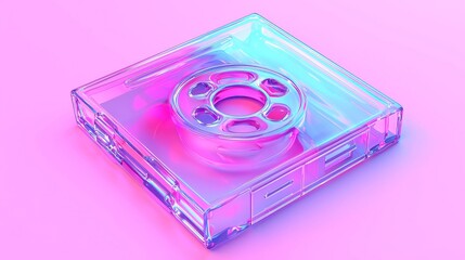 Poster - Holographic VHS Glitch, a vibrant pop art design featuring geometric shapes, cool neon colors, and static noise patterns evoking a corrupted video aesthetic.