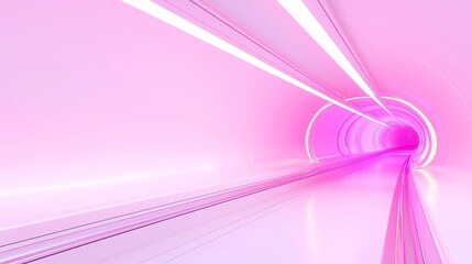 Poster - Neon Reflections in Hyperloop Tunnel, vibrant hues and clean geometric shapes create a pop art-inspired atmosphere, showcasing distorted reflections against a cool palette.