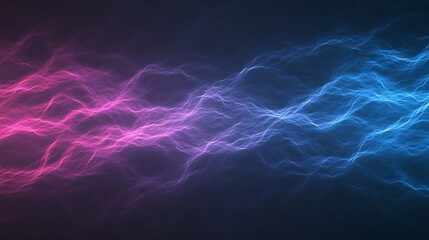 Leinwandbilder - A vibrant abstract representation of electric waves in pink and blue tones, set against a dark background.