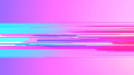 Poster - Neon Glitch Art, a vibrant digital backdrop featuring purple and cyan hues, with pixelated distortions in a pop art style, showcasing clean geometric shapes and a cool color palette.