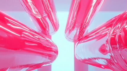 Poster - Retro-futuristic geometric neon overlays featuring digital static, vibrant solid colors, reminiscent of pop art with a clean, geometric style and a cool neon-lit color palette.