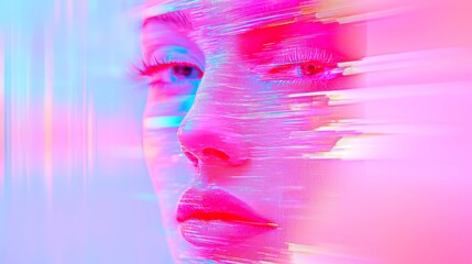Poster - Neon Pulsating Waves, vibrant grid patterns undulate in a kaleidoscope of AI-driven distortions, featuring a cool neon palette and a pop art-inspired geometric design.