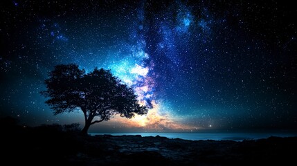 Aufkleber - Stargazing under the milky way remote location night sky photography serene environment captivating viewpoint