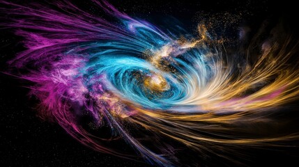 Poster - Dynamic rotating galaxy artwork space digital illustration cosmic vibes aerial view colorful imagery