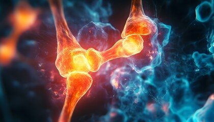 Poster - Colorful Illustration of Neurons Communicating with Synapses