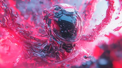 Poster - Cyberpunk Digital Chaos, a vibrant fusion of AI distortions and pop art aesthetics, featuring cool neon colors, clean geometric shapes, and an immersive futuristic atmosphere.