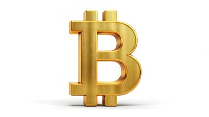 Wall Mural - Golden Bitcoin Symbol on White Background