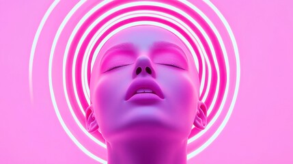 Poster - Neon Glitch Art, a vibrant exploration of synthetic neon swirls and solid colors, featuring a clean geometric style reminiscent of pop art with a cool neon-lit palette.