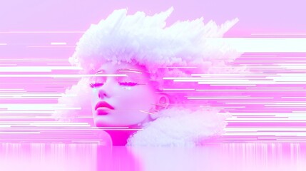 Poster - Futuristic Cyberpunk Rave, a vibrant fusion of glitch motifs and clean geometric designs, featuring a neon-lit color palette with cool tones reminiscent of pop art.
