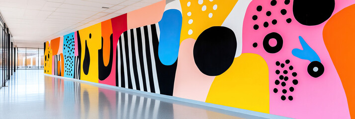 Poster - abstract mural in modern corridor