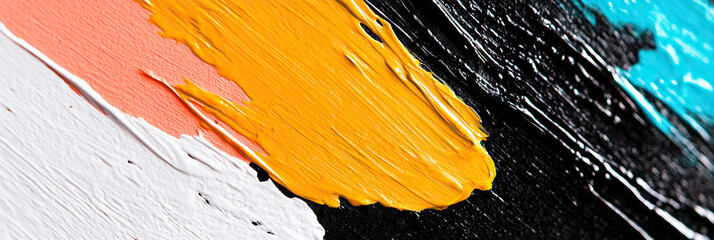 Poster - Impasto Paint Texture: Orange, Yellow, White, Black, and Teal