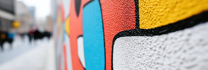 Poster - Abstract Graffiti on Textured Wall with Blurred City Background