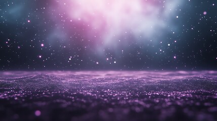 Poster - A mesmerizing cosmic scene featuring a starry sky with vibrant pink and purple hues, creating an ethereal and dreamlike atmosphere.