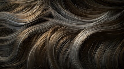 Aufkleber - Flowing Wavy Blond and Brown Hair Texture Abstract Background  Soft smooth and silky hair strands in a dynamic swirling pattern create a luxurious feminine and elegant aesthetic