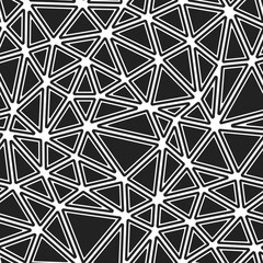 Poster - minimalistic triangles background. rounded solid shapes in frames. medium triangles size. black and 