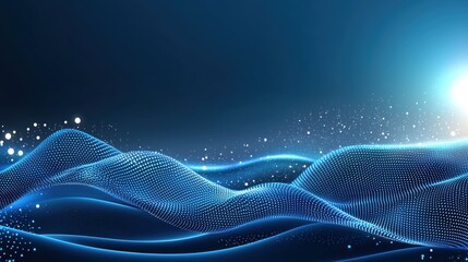 Poster - Dynamic waves of blue light abstract visuals digital artwork futuristic environment close-up viewpoint fluid motion concept