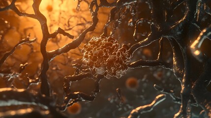 Leinwandbilder - Intricate organic fractal honeycomb pattern in warm tones of amber gold and brown  Detailed close up view of the natural complex and mathematical structure found in nature  Conceptual abstract