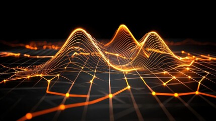 Poster - Dynamic wave patterns digital visualization abstract art futuristic environment close-up view energy and motion concept