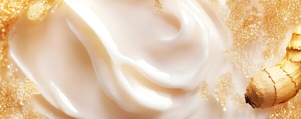 Aufkleber - Luxurious and Captivating Cream and Gold Satin Fabric Texture Background  Soft smooth and shimmering with a visually striking enticing and enchanting appeal  Opulent lavish