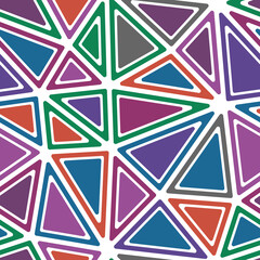 Poster - minimalistic triangles background. rounded solid shapes in frames. big triangles size. multicolored 