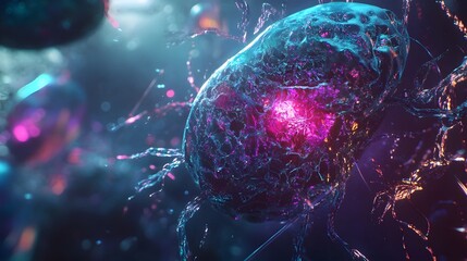 Poster - Mesmerizing Cosmic Cascade of Luminous Digital Fractals and Flowing Energetic Particles   An abstract futuristic and surreal digital art visualization showcasing a dazzling array of colorful