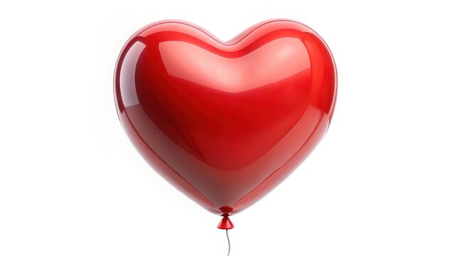 Red Heart-Shaped Balloon on White Background
