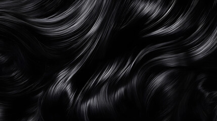 Poster - Mesmerizing ethereal vortex of flowing silky black hair in graceful dynamic motion creating a captivating abstract background with a sense of movement fluidity and elegance