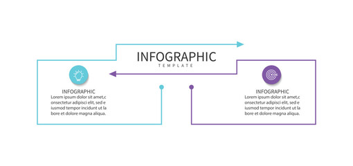 Wall Mural - infographic label design template with icons and 2 options or steps. vector illustration