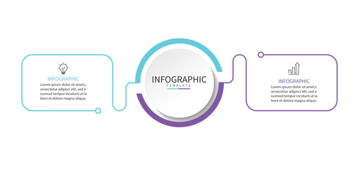 Aufkleber - infographic label design template with icons and 2 options or steps. vector illustration