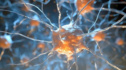 Poster - Mesmerizing Microscopic Neural Network Fractal Anatomy   Intricate organic and futuristic digital visualization of a complex neurological structure