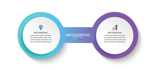 Infographic label design template with icons and 2 options or steps. vector illustration.