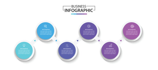 Wall Mural - infographic label design template with icons and 6 options or steps. vector illustration
