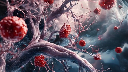 Aufkleber - Microscopic digital art rendering of a deadly virus outbreak depicting the chaos and threat of a pandemic disease