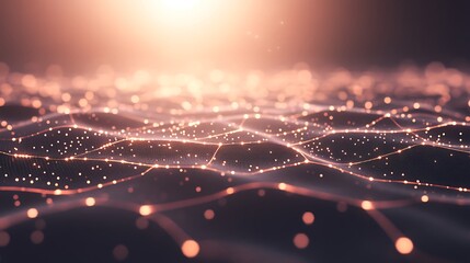 Leinwandbilder - A mesmerizing visual of interconnected lines and glowing dots, resembling a digital landscape or abstract representation of data flow.